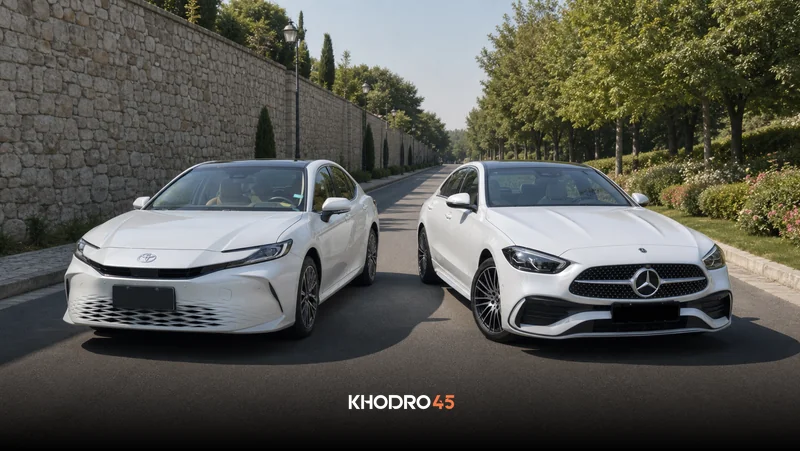مقایسه تویوتا کمری ۲۰۲۵ هیبرید با مرسدس بنز C200L مدل ۲۰۲۵